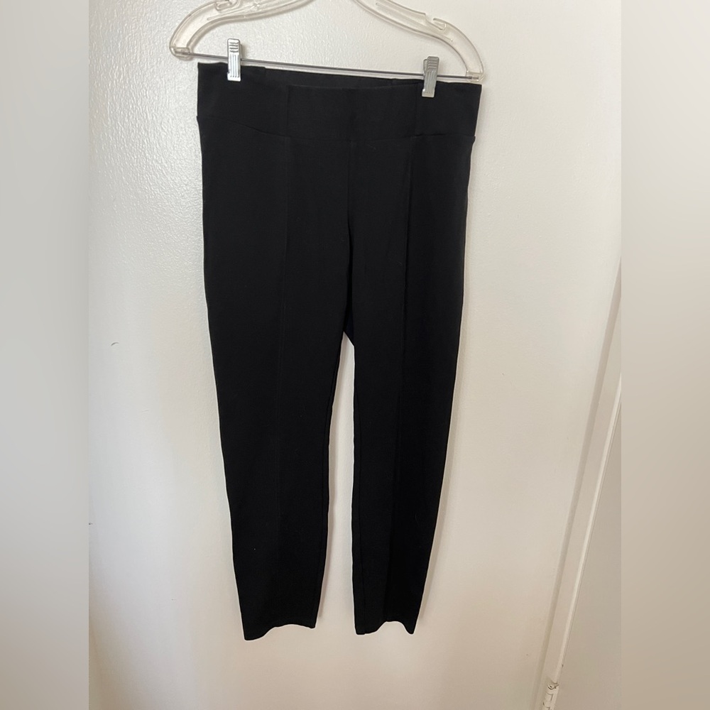 Eileen Fisher Medium Black Ponte Stretch Leggings Slim Pants Straight Pull On